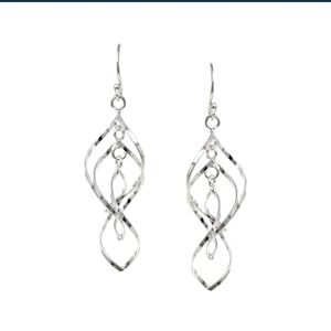 Sterling Silver Marquise Hoop Layered Drop EarringsMaterial: 925 sterling silver